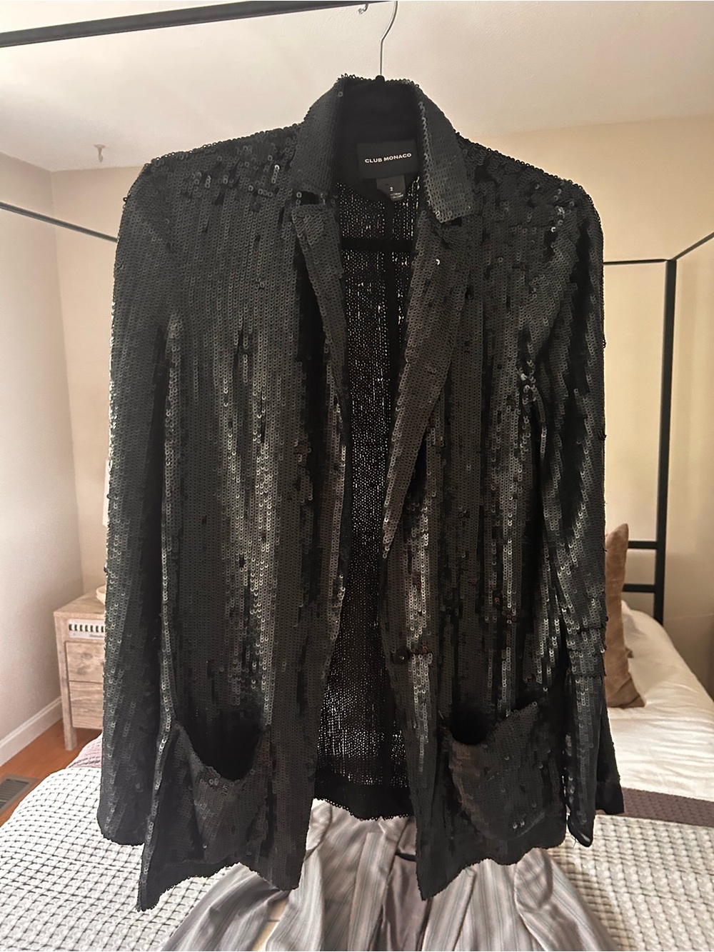 Club Monaco Black Sequin Blazer